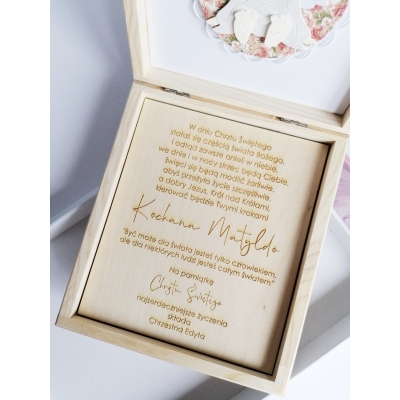 Pudełko drewniane - Pamiątka Chrztu Świętego